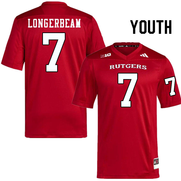 Youth #7 Robert Longerbeam Rutgers Scarlet Knights 2024 College Football Jerseys Stitched-Scarlet